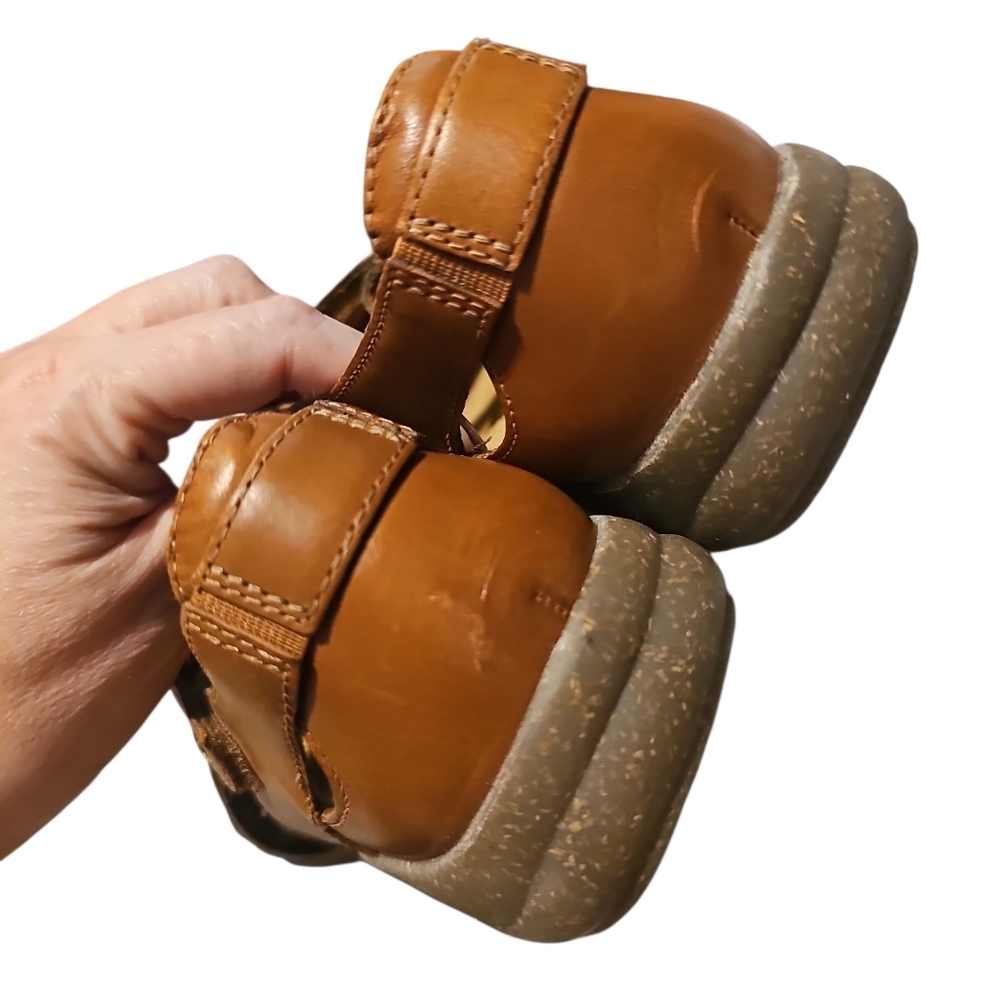 Clarks Roseville Step mary jane Flats shoes Brown Leather Sandals 10 Wide New - Picture 8 of 8